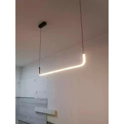 LAMPADARIO SOSPENSIONE 21W LINEARE ORIZZONTALE MINIMAL MODERNO NERO LUCE LED 50445