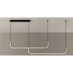 LAMPADARIO SOSPENSIONE 42W LINEARE ORIZZONTALE MINIMAL MODERNO NERO LUCE LED 50452