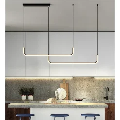LAMPADARIO SOSPENSIONE 42W LINEARE ORIZZONTALE MINIMAL MODERNO NERO LUCE LED 50452