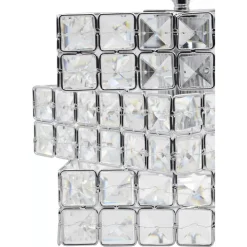 LAMPADARIO SOSPESO CUBO INTRECCIATO CON CRISTALLI LAMPADA LUCE E27 ARGENTO 32408
