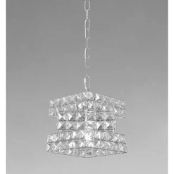 LAMPADARIO SOSPESO CUBO INTRECCIATO CON CRISTALLI LAMPADA LUCE E27 ARGENTO 32408