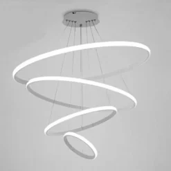 LAMPADARIO SOSPESO LED 120W 4 CERCHI PENDENTE ROTONDO ANELLI BIANCO LUCE 6500K 50316