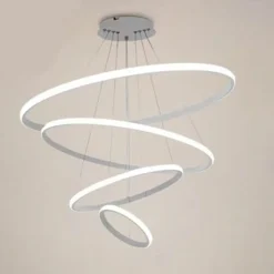 LAMPADARIO SOSPESO LED 120W 4 CERCHI PENDENTE ROTONDO ANELLI BIANCO LUCE 4000K 50279