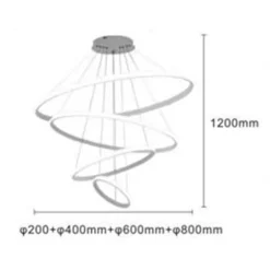 LAMPADARIO SOSPESO LED 120W 4 CERCHI PENDENTE ROTONDO ANELLI BIANCO LUCE 4000K 50279