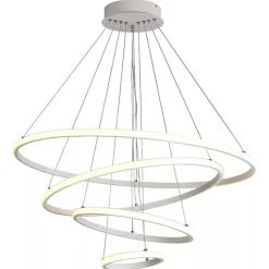 LAMPADARIO SOSPESO LED 120W 4 CERCHI PENDENTE ROTONDO ANELLI BIANCO LUCE 4000K 50279