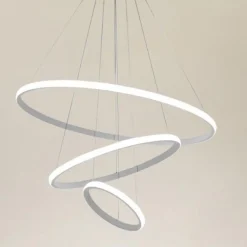 LAMPADARIO SOSPESO LED 72W 3 CERCHI PENDENTE ROTONDO ANELLI BIANCO LUCE 4000K 50255