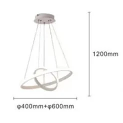 LAMPADARIO SOSPESO LED 60W 2 CERCHI PENDENTE ROTONDO ANELLI BIANCO LUCE 6500K 50286