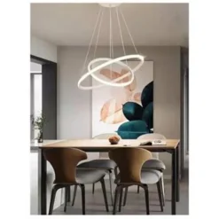 LAMPADARIO SOSPESO LED 60W 2 CERCHI PENDENTE ROTONDO ANELLI BIANCO LUCE 6500K 50286