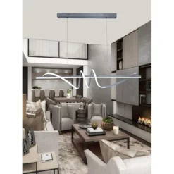 LAMPADARIO SOSPESO LED 65W ARGENTO SPIRALE ONDULATO VORTICE ORIZZONTALE LUCE 3000K-6500K 01165