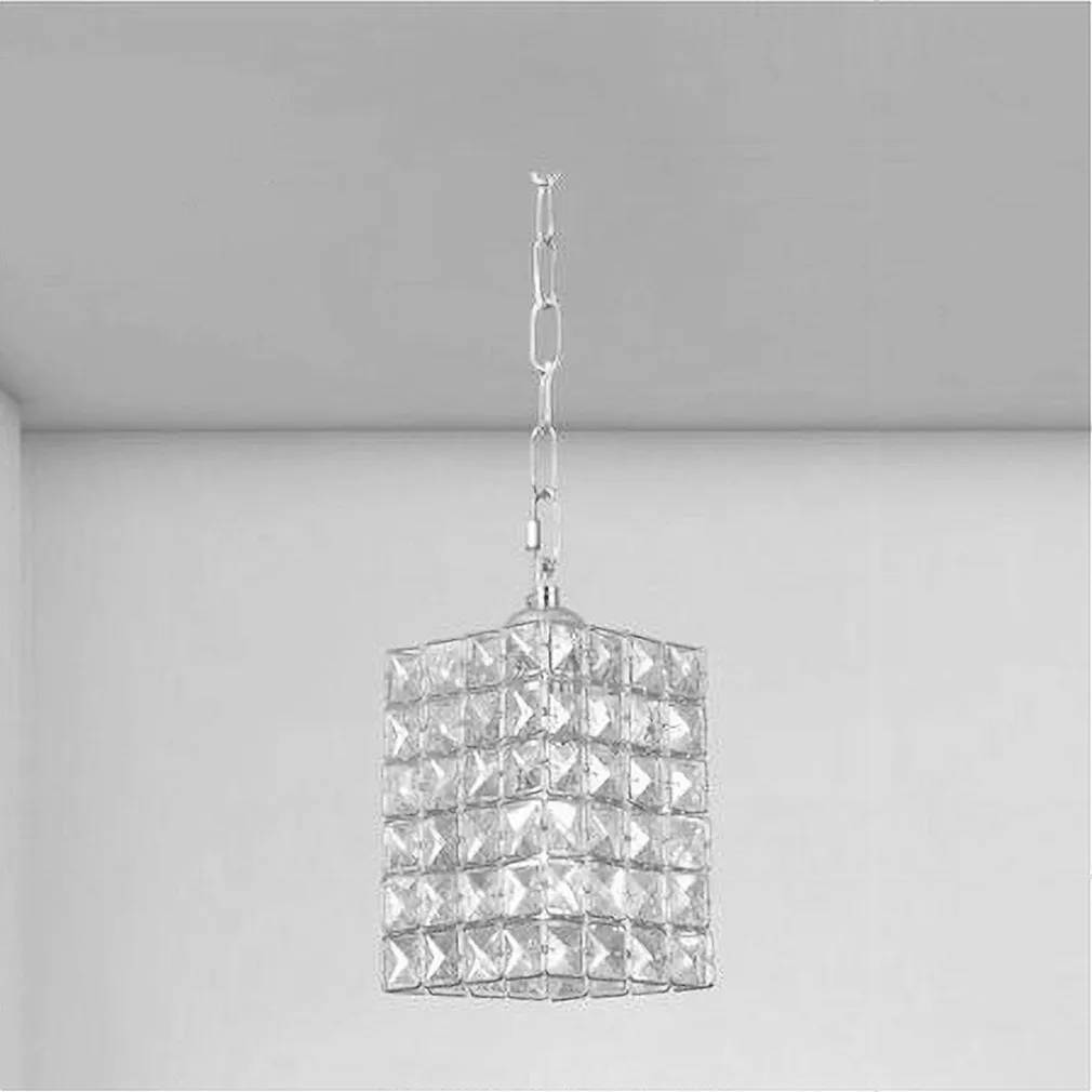 LAMPADARIO SOSPESO RETTANGOLARE CON CRISTALLI LAMPADA LUCE E27 ARGENTO 32330