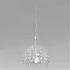 LAMPADARIO SOSPESO TONDO CUPOLA LAMPADA MEZZA SFERA CRISTALLI LUCE E27 ARGENTO 32378