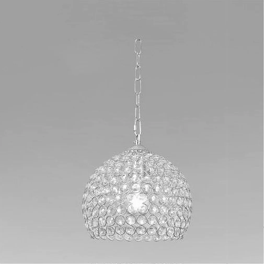 LAMPADARIO SOSPESO TONDO CUPOLA CRISTALLI LAMPADA MEZZA SFERA LUCE E27 ARGENTO 32361