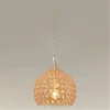 LAMPADARIO SOSPESO TONDO CUPOLA LAMPADA MEZZA SFERA CRISTALLI LUCE E27 ORO 32354