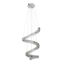 LAMPADARIO SPIRALE SOSPENSIONE REGOLABILE CRISTALLI BASE SPECCHIO 32W 6500K B15