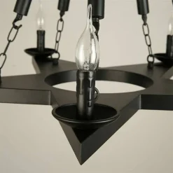 LAMPADARIO STILE INDUSTRIALE A FORMA DI STELLA CORDA DI CANAPA METALLO E14 A39-5