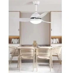 LAMPADARIO VENTILATORE SOFFITTO PLAFONIERA MODERNA LED 3 PALE DIMMERABILE 60001