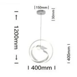 LAMPADARIO 53W LED MODERNO BIANCO A SOSPENSIONE CON UCCELLO LUCE NATURALE A51-BN