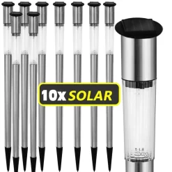 LAMPADE DA GIARDINO CON RICARICA PANNELLO SOLARE A LED PICCHETTO DA 20CM ACCIAIO