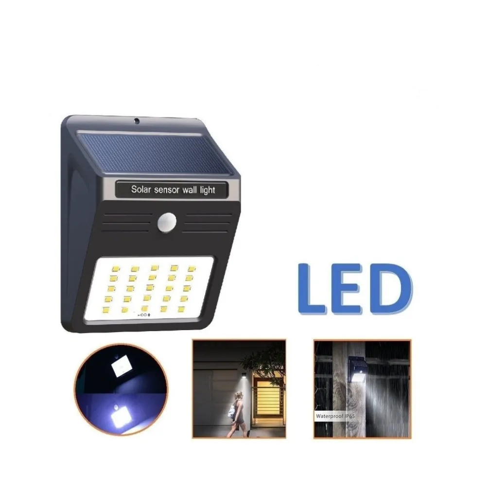 LAMPADE 30LED 15W PARETE MURO ENERGIA SOLARE SENSORE MOVIMENTO APPLIQUE ESTERNO