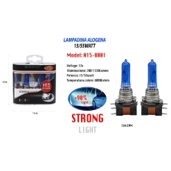 LAMPADINA ALOGENA H15 12V 55/15W LUCI FREDDE AUTO 6000K RICAMBI MAXTECH H15-B001