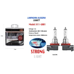 LAMPADINA ALOGENA PER AUTO H11 12V 55 WATT LUCE CALDA FORTE FARO MAXTECH H11-G001