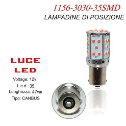 LAMPADINA CANBUS 35 LED ROSSO AUTO 1156 3030 12V STOP FRENI RETROMARCIA CA-88