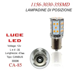 LAMPADINA CANBUS LUCE CALDA 35 LED AUTO 1156 3030 12V INDICATORE DIREZIONE CA-85
