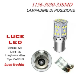 LAMPADINA CANBUS LUCE FREDDA 35 LED AUTO 1156 3030 12V INDICATORE DIREZIONE CA87