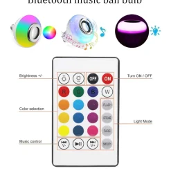 LAMPADINA CASSA BLUETOOTH COLORATA LED E27 RGB BULBO MUSICA LAMPADA TELECOMANDO