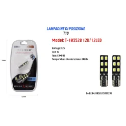 LAMPADINA DI POSIZIONE T10 MAXTECH T-103528 12V 12LED CANBUS 6000K ULTRA LUMINOSE