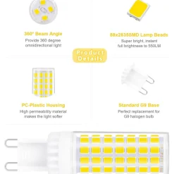 LAMPADINA FARETTO 5W LED 72 SMD 2835 ATTACCO G9 LUCE BIANCA FREDDA CALDA 220V