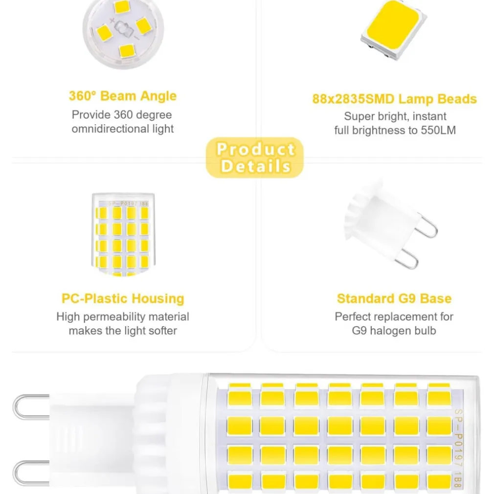 LAMPADINA FARETTO 5W LED 72 SMD 2835 ATTACCO G9 LUCE BIANCA FREDDA CALDA 220V