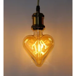 LAMPADINA FILAMENTO CUORE AMBRA E27 4W STILE VINTAGE RETRO LUCE DECORATIVA CU-OC