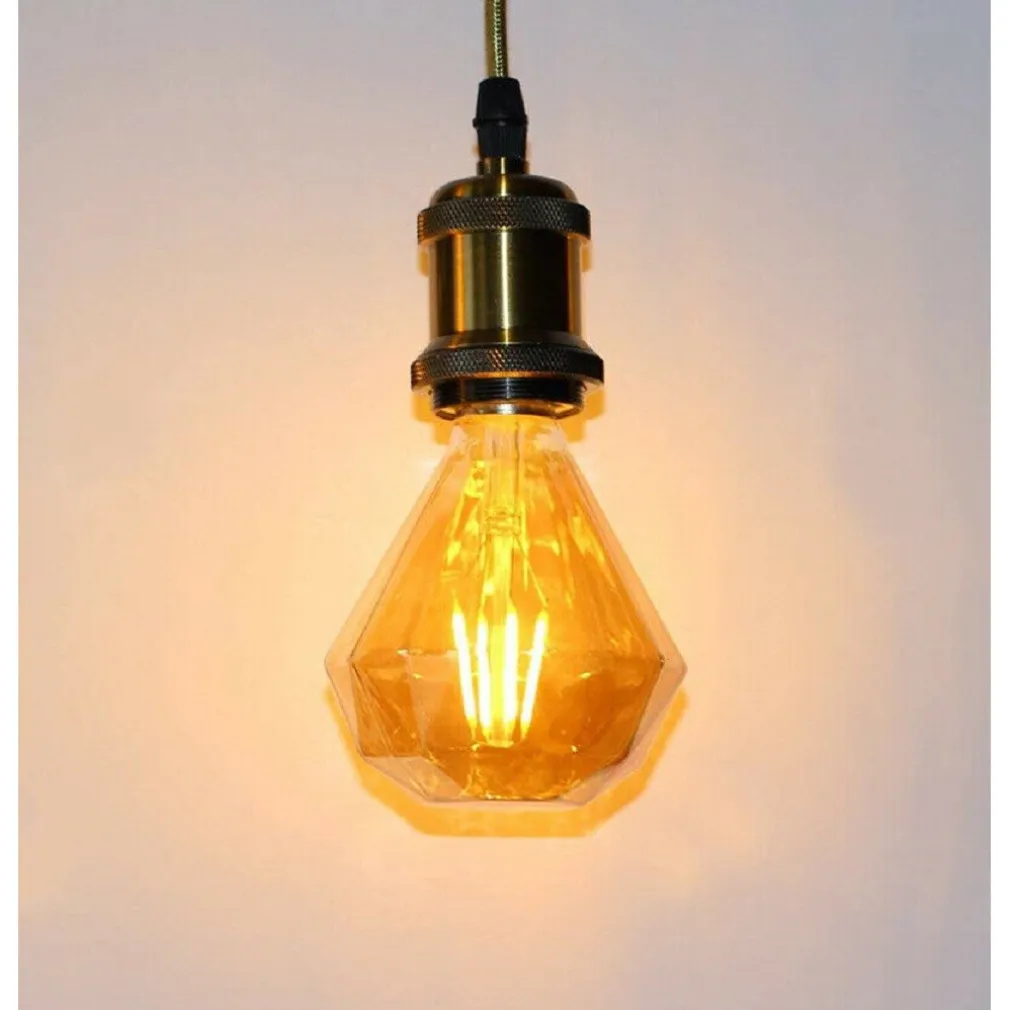 LAMPADINA FILAMENTO DIAMANTE AMBRA E27 4 WATT STILE RETRO LUCE DECORATIVA DM-OC