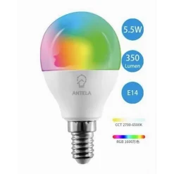 LAMPADINA INTELLIGENTE SMART G45 E14 5.5W 350LM WIFI LED RGB CCT DIMMERABILE APP