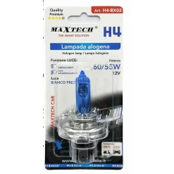 LAMPADINA LAMPADA H4 ALOGENA PER MOTO AUTO 60/55W 12V LUCE BIANCO FREDDO H4-BX02