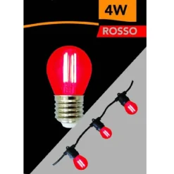 LAMPADINA LED A FILAMENTO G45 ATTACCO E27 4W A GLOBO LUCE COLORATA ROSSO G45A-TR