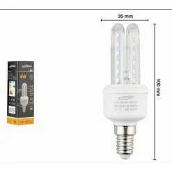 LAMPADINA LED ATTACCO E14 2U 4 W LUCE FREDDA CALDA NATURALE ILLUMINAZIONE 2U-01