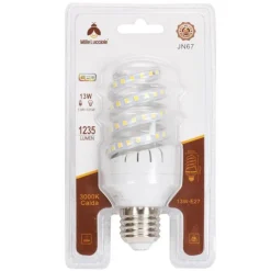 LAMPADINA LED E27 13 WATT 1235LM TORTIGLIONE VORTICE SPIRALE LUCE NATURALE CALDA