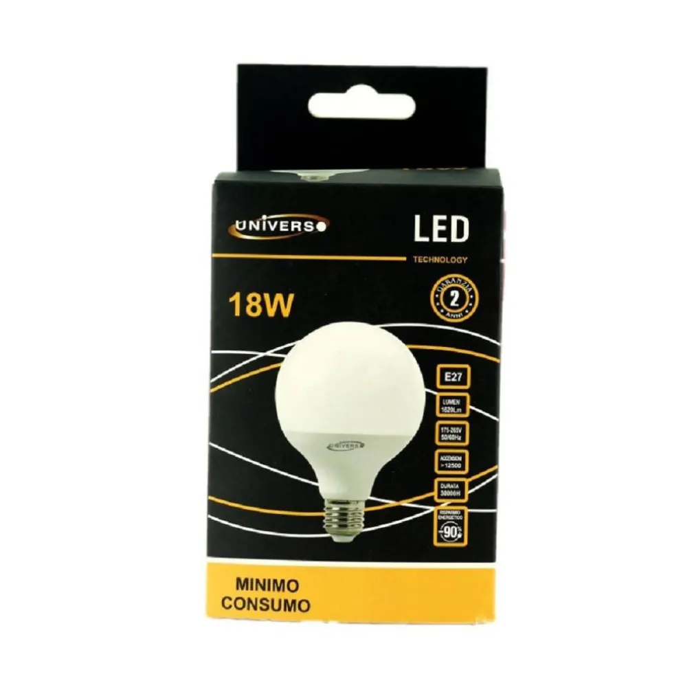 LAMPADINA LED E27 A GLOBO G95 18 W LUCE BIANCO CALDO FREDDO NATURALE G95-02