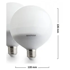 LAMPADINA LED E27 GLOBO G120 20W ATTACCO GRANDE SFERA PALLA LUCE CALDA 3000K 00463