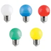 LAMPADINA LED E27 MINI GLOBO 220V COLORE VERDE BLU VIOLA BIANCO CALDO FREDDO 2W