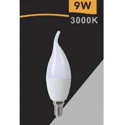LAMPADINA LED E14 9WATT CANDELA FIAMMA SMD C37 LUCE NATURALE CALDA FREDDA C37-9W