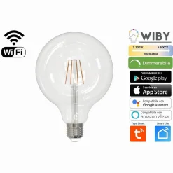 LAMPADINA LED G125 E27 A FILAMENTO 7WATT WIFI DIMMERABILE COLORE LUCE REGOLABILE