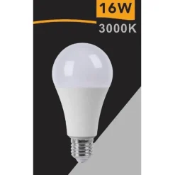 LAMPADINA LED GLOBO E27 16W LUCE FREDDA 6500K CALDA 3000K NATURALE 4000K A70-16W