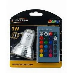 LAMPADINA LED GU10 3W FARETTO SPOTLIGHT RGB CON TELECOMANDO CROMOTERAPIA GU10-RGB