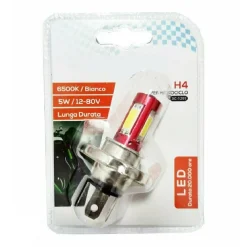 LAMPADINA LED H4 PER MOTOCICLO ROSSO LUCE BIANCO 6500K 5W LUNGA DURATA XC-1291