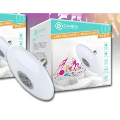 LAMPADINA MUSICALE LUCI COLORATE LAMPADA DI MUSICA E27 UFO BLUETOOTH 5.0 TX-9711