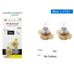 LAMPADINA POSIZIONE AUTO PSX24W 12V 24W LUCE ALOGENA LAMPADA SEGNALAZIONE L-P141