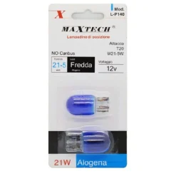 LAMPADINE DI POSIZIONE AUTO T20 W21-5W 12V LUCE FREDDA NO CANBUS ALOGENA L-P140